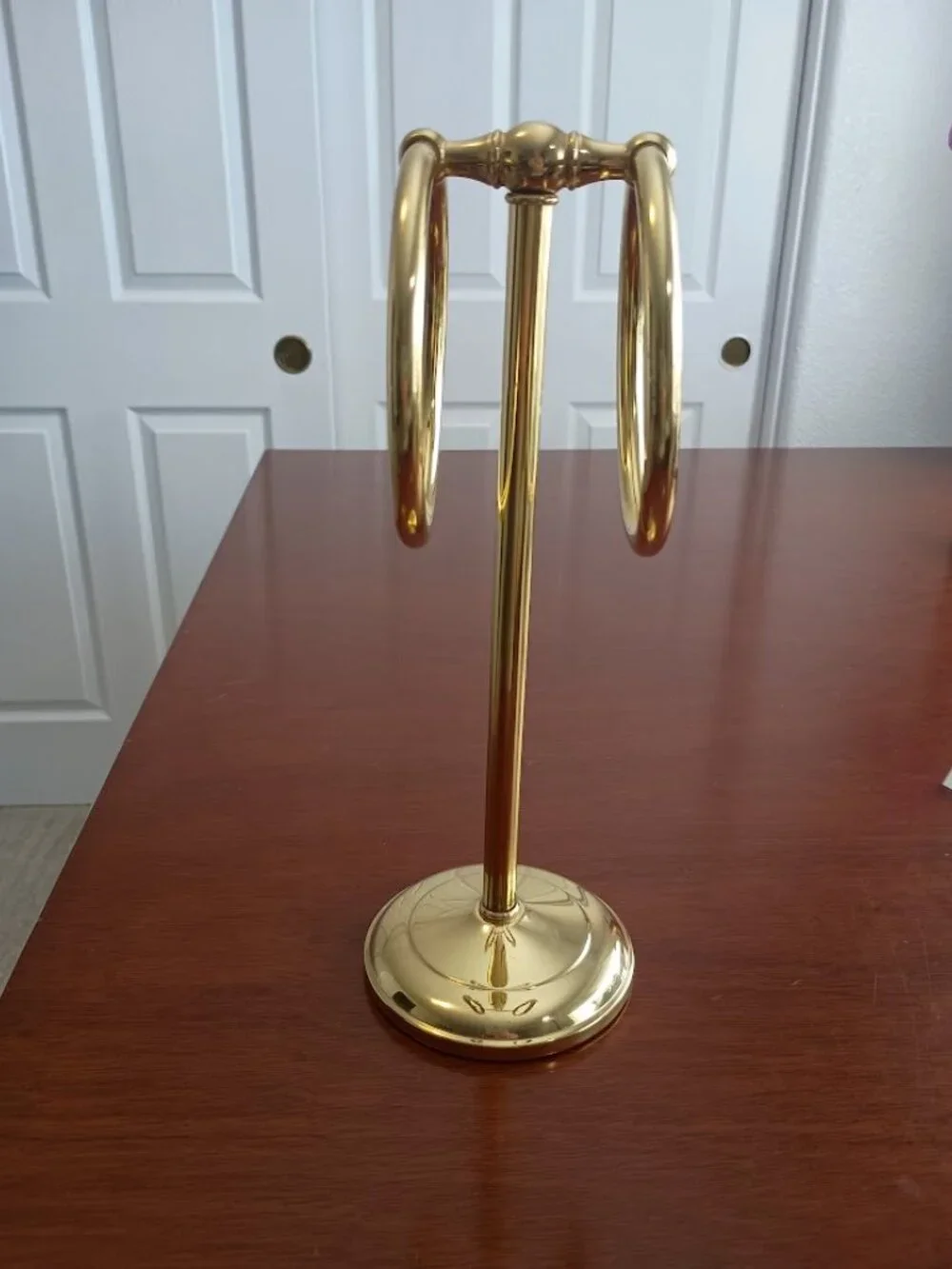 Polder Brass Colored Countertop Double Ring Towel Holder